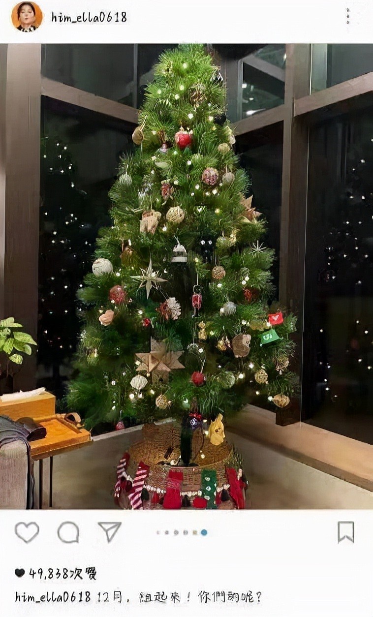 ELLA与儿子布置圣诞树，劲宝酒窝明显遗传妈妈，豪宅超大落地窗曝光 - 1