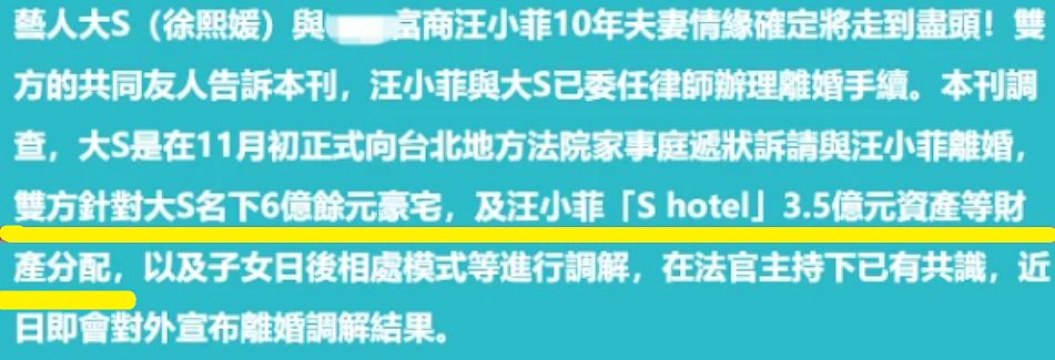 台媒曝大S已经向法院提交离婚申请，将与汪小菲争夺孩子抚养权 - 3
