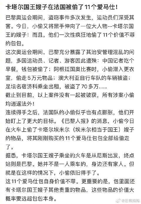 卡塔尔王室在法国被偷了11个爱马仕？！夺少？你再说一遍 - 2