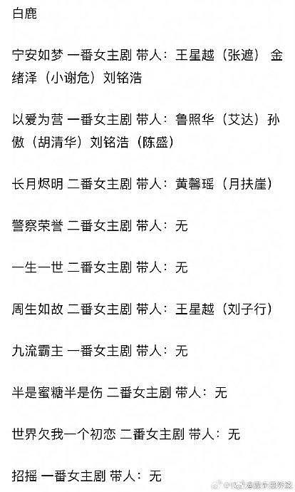 于正说的红了要守的欢娱的规矩： 外戏必须带新人 许凯带过14人 白鹿带过8人 - 3