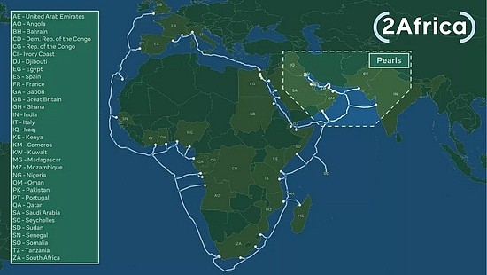 图 | 2Africa 海底电缆环绕地图（来源：Facebook）