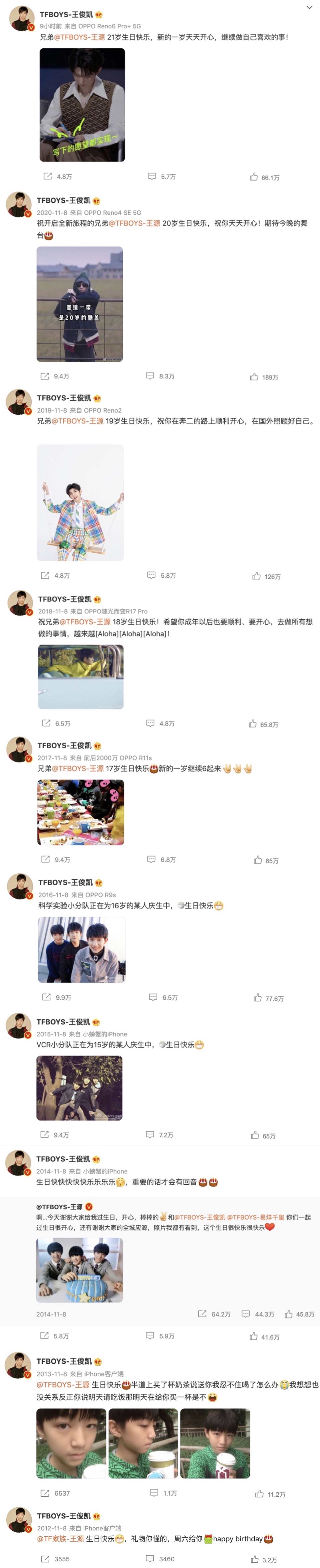 王源21岁生日，王俊凯易烊千玺卡点为其庆生，粉丝控评送祝福 - 10