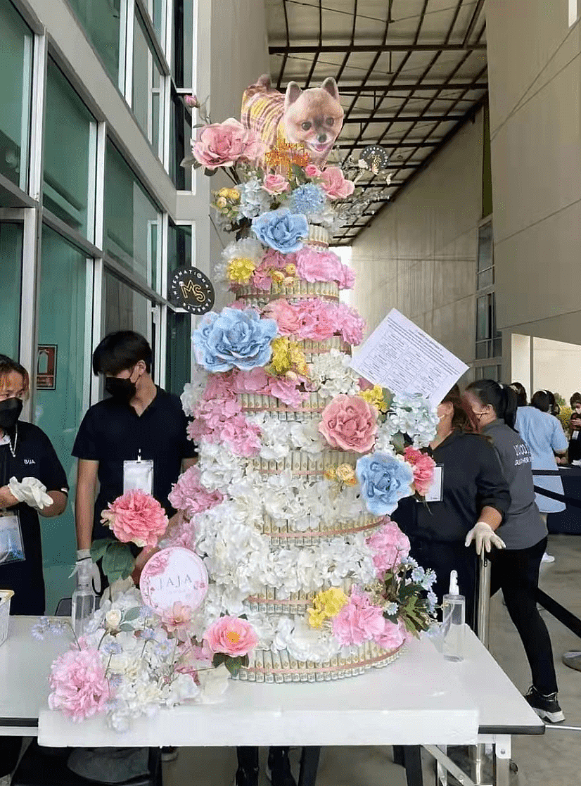 中国粉丝为外国男星庆生，用现金做蛋糕和花束，转身就被拆掉收走现金 - 4