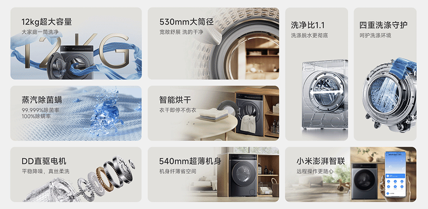 小米米家洗衣机“超净洗 Pro 洗烘 12kg”上架：530mm 桶径，售 2499 元 - 2