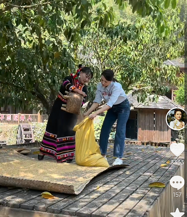 43岁央视女主持晒旅行视频，田间干活超卖力，穿拉祜族衣服显柔美 - 4