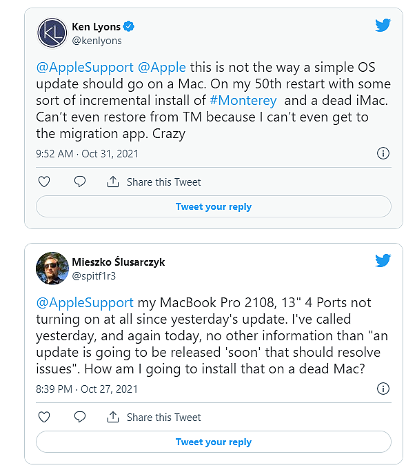 苹果用户反映：很多旧款Mac升级macOS Monterey系统后变砖 - 3
