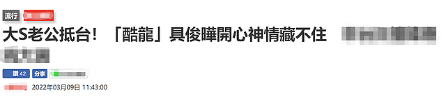 大S新婚老公抵达台湾，获高级轿车接开心神情藏不住，52岁仍帅气 - 1