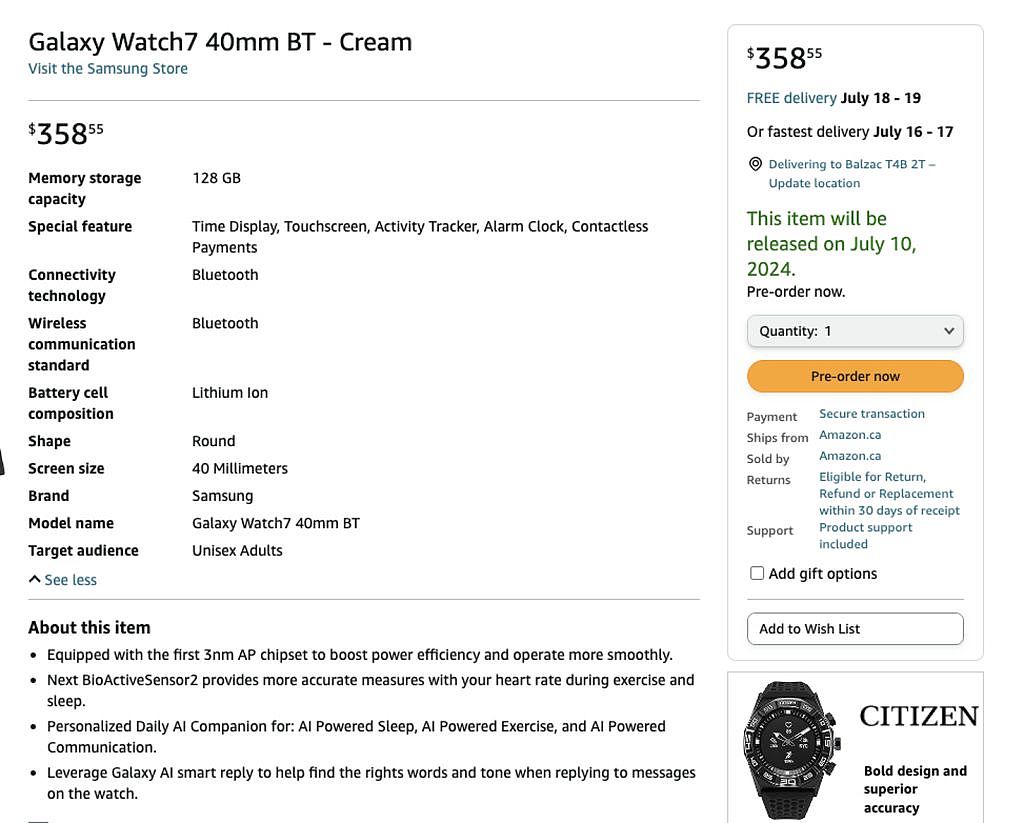三星 Galaxy Watch7 智能手表偷跑：售价涨幅 23.4%，配 Galaxy AI 功能 - 1