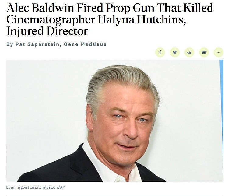 63岁好莱坞演员误杀摄影师，用的假枪却走火了，警方已跟进调查 - 1