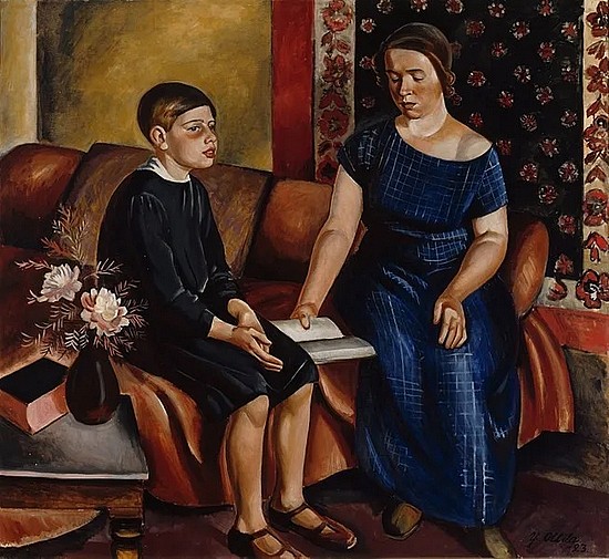 　1923年，芬兰印象派画家描绘母亲检查孩子作业的绘画。图片来源：wikipedia