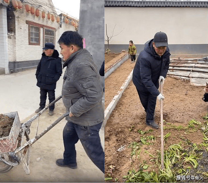 大衣哥在家干农活！老婆心疼给擦汗大肚腩抢镜，被累到直接坐地上 - 4