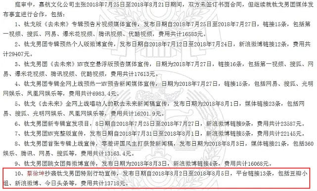 营销公司告某经纪公司判决书曝光：发黑稿碰瓷蔡徐坤，1万元黑3天 - 7