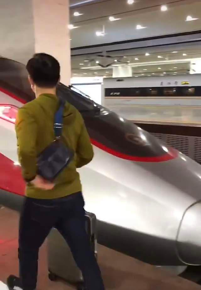 66岁TVB港星张国强坐高铁，来内地游玩心情好，鬓角花白面色红润 - 8