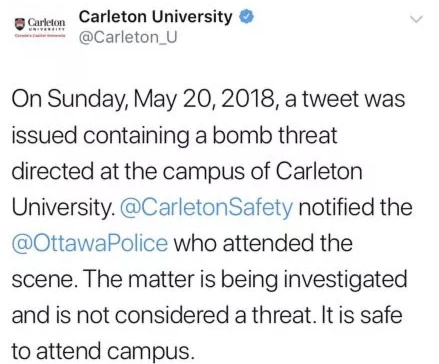 加拿大留学生注意！有人扬言要血洗卡尔顿大学！目前警方已介入调查 - 5