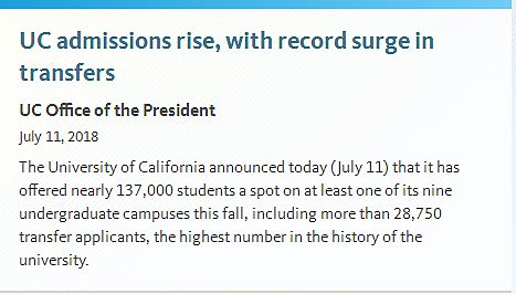 加州大学公布2018秋季入学录取数据！国际生录取率再创新低！ - 1