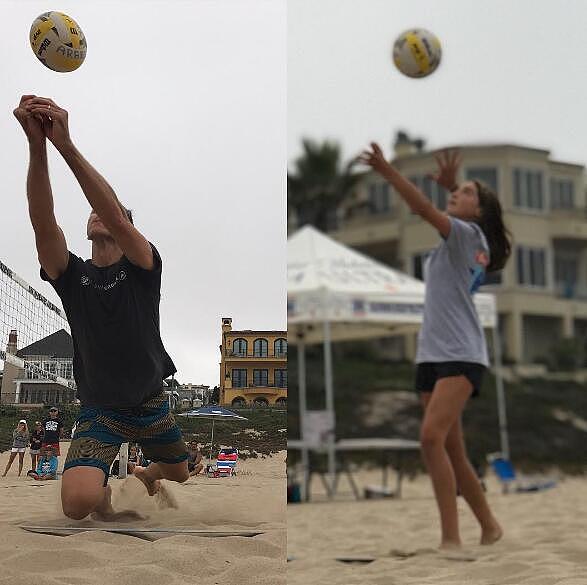 纳什和女儿打沙滩排球