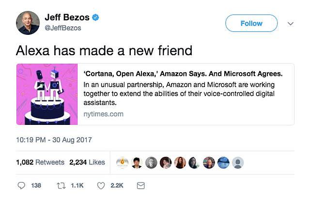 贝索斯和纳德拉拍板，Alexa和Cortana「奉旨成婚」了