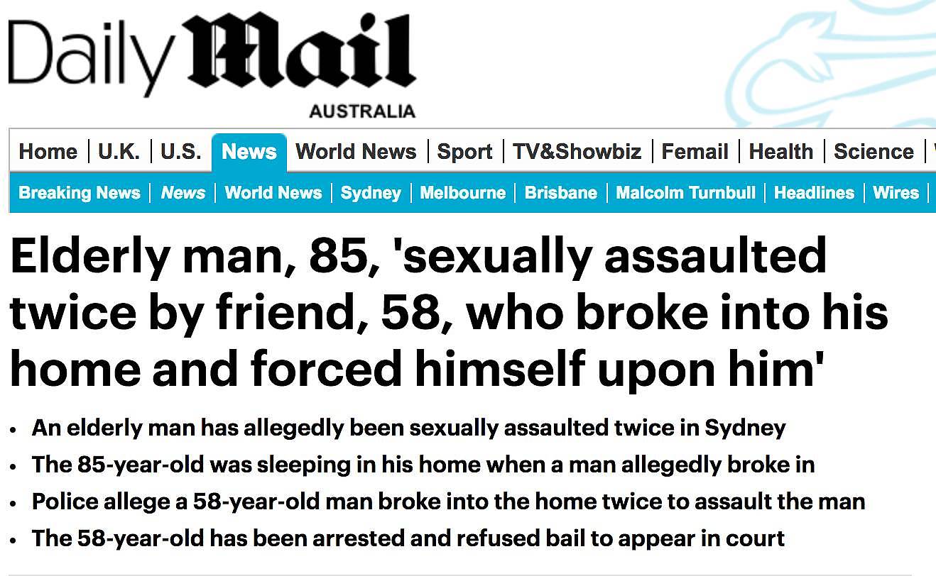 85岁澳洲老翁，竟被闯进自己家的58岁男子强奸了…两次 - 1
