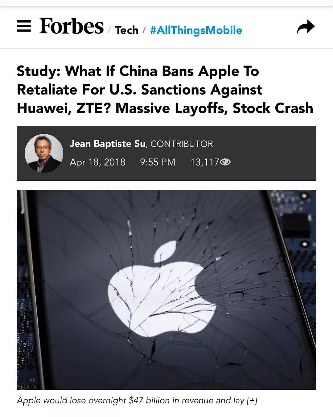 美国封杀中兴，中国会不会封杀苹果反击？美国人也想到了…… - 1