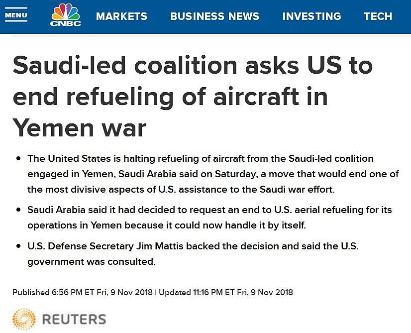 美国不再给沙特联军空中加油，沙特表示：我们自己来！ - 1