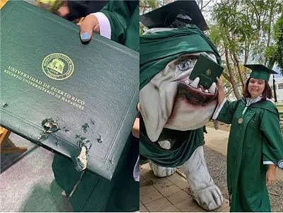 同学们都抢着跟校狗合照，而它却一口咬向了毕业证！ - 5