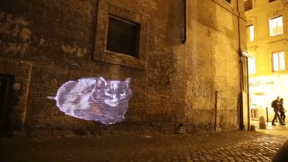近日罗马街头惊现巨型光雕艺术猫咪，才发现猫咪还可以这么玩！ - 11