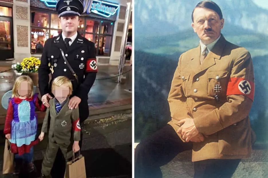万圣节男子穿党卫军制服，将5岁儿子扮成希特勒，作死行为遭猛批 - 6