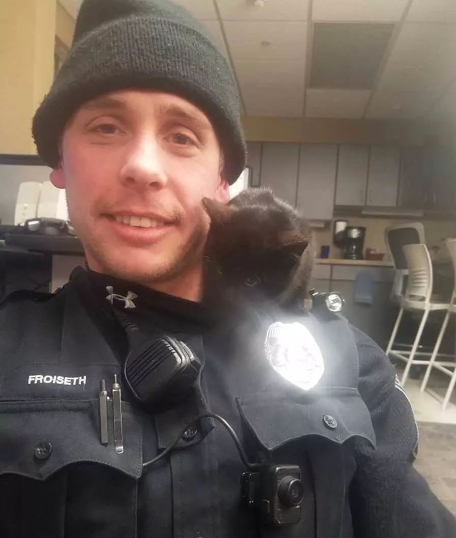 警察雪地救出小黑猫，准备给它找新家时，小猫却另有打算... - 2