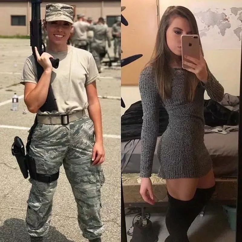 单调迷彩服掩盖不住的胸器：美军女兵脱了军装之后… - 11