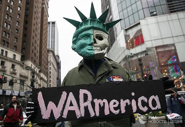 美联合英法打击叙利亚不得人心：纽约爆发大规模抗议游行