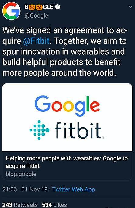 150亿元！Google正式收购Fitbit 自己造可穿戴设备
