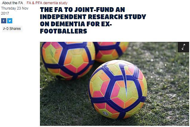 英足总官方：足球与脑损伤关联性研究将于一月启动